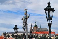 Statues on the Charles Bridge and Prague Castle