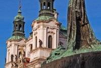 Old Town Square - Jan Hus Monument and Church of st Nicholas